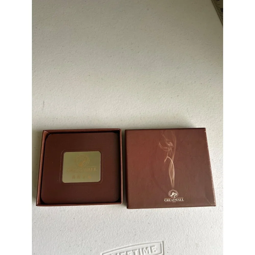 Greatwall Brown Square Drink Coasters Set Of 4 In Box